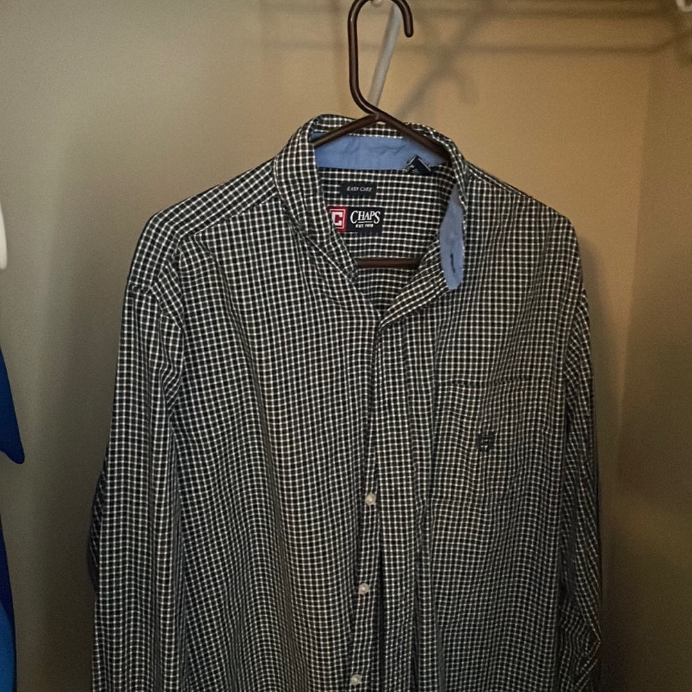 Green & Blue checkered XL  button down shirt - Easy Care fit